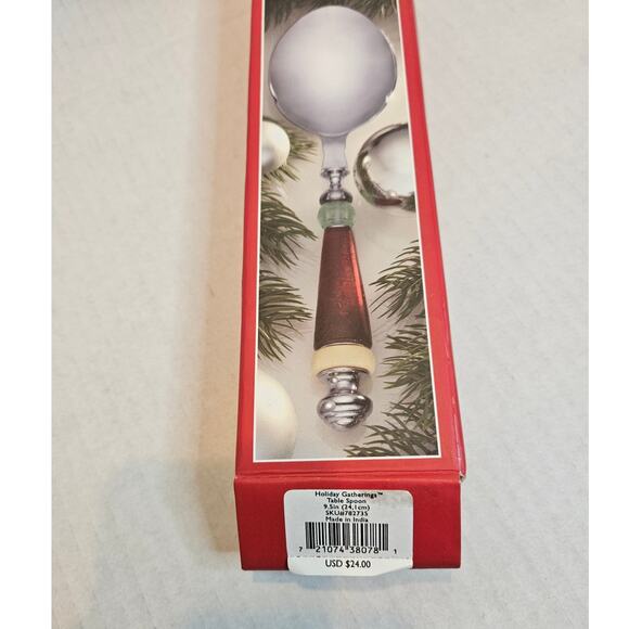 Lenox Holiday Gatherings Large Table Spoon 9.5" Stainless Steel Red Cream Green - Picture 3 of 4
